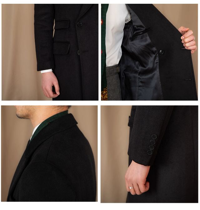Black Double Breasted Overcoat