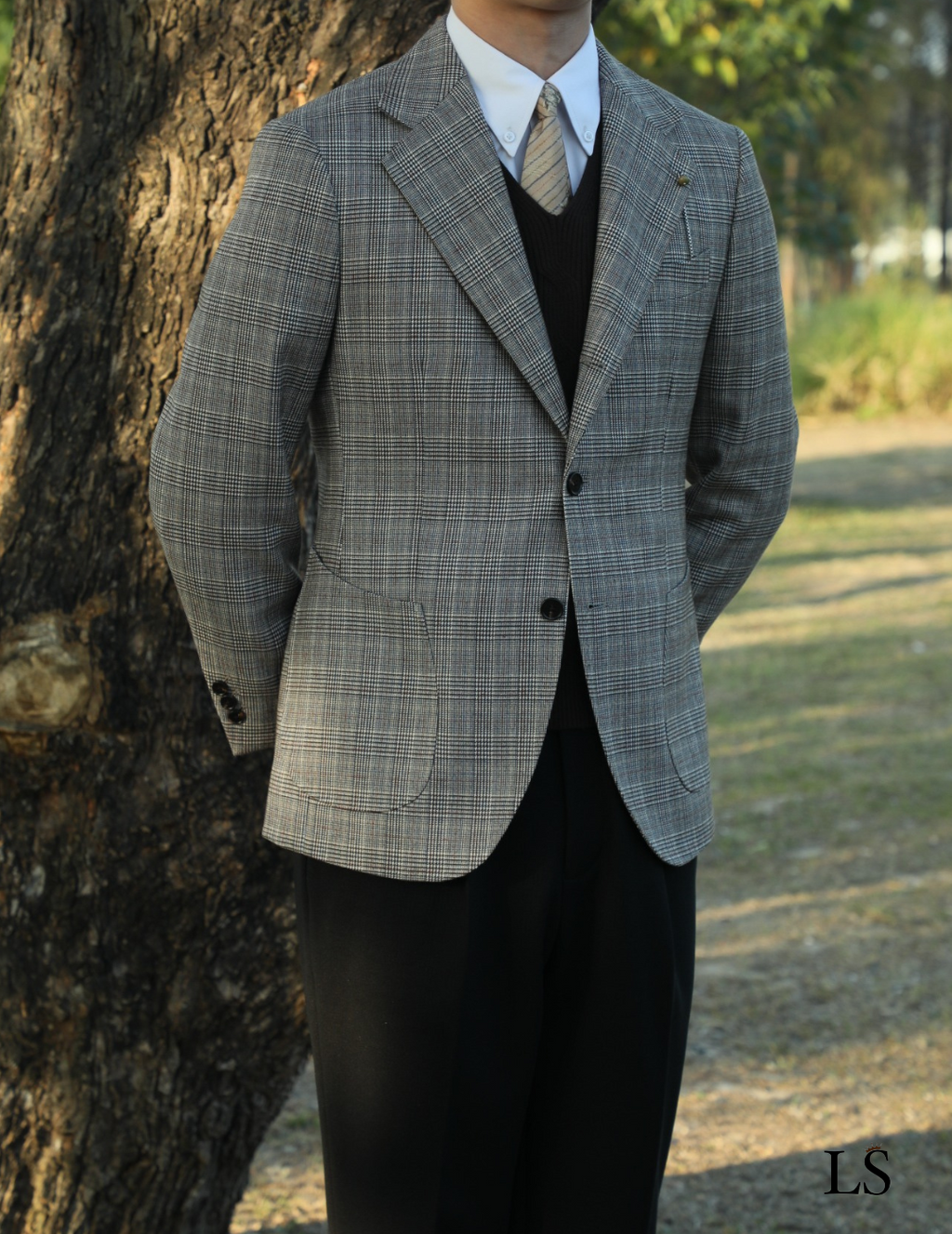 Blazer Two-Button Glen Plaid