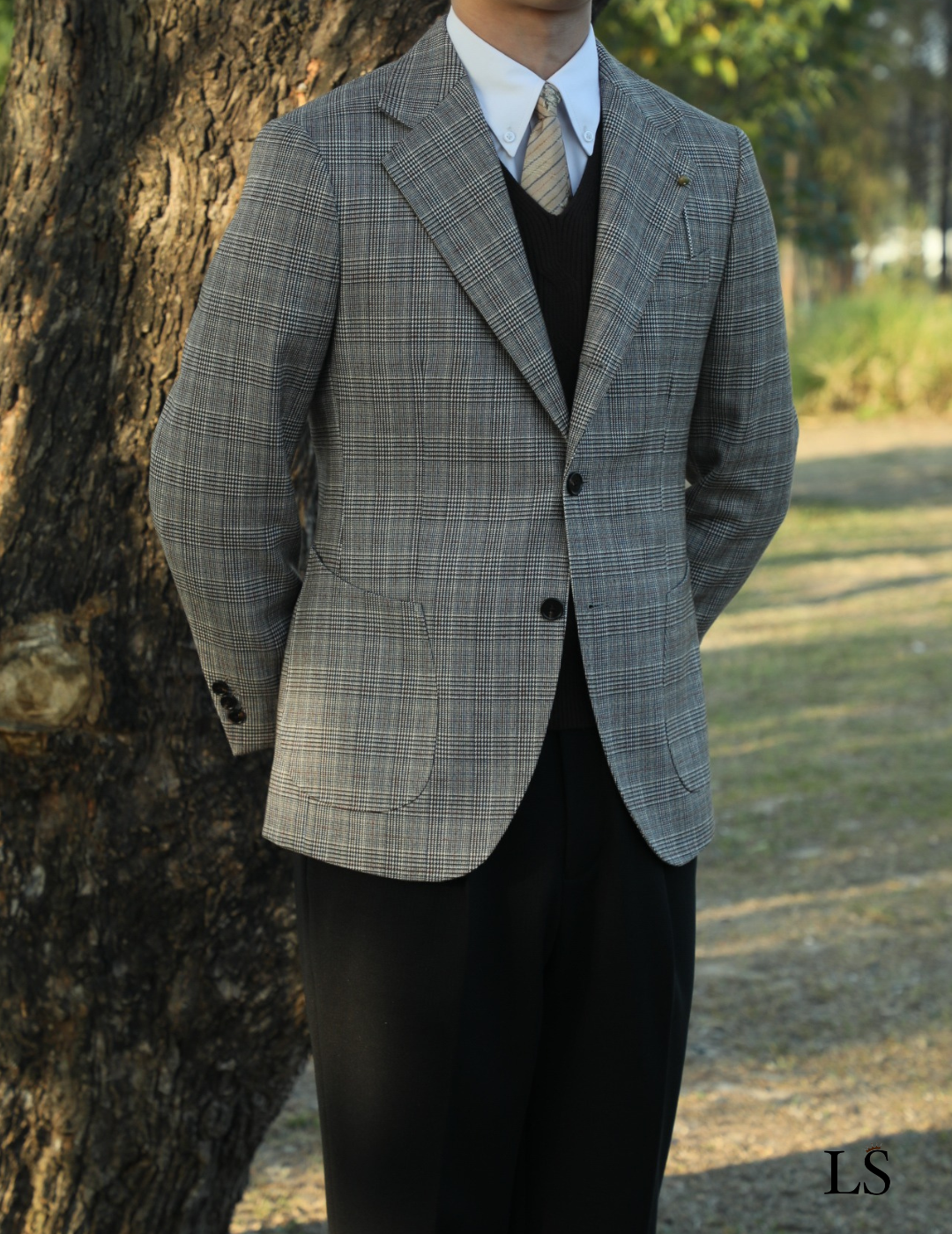 Blazer Two-Button Glen Plaid