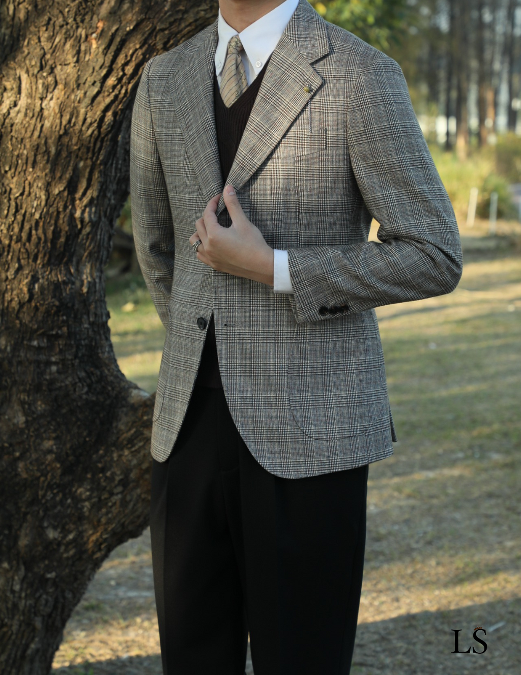 Blazer Two-Button Glen Plaid