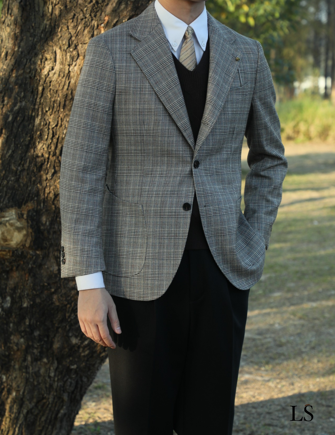 Blazer Two-Button Glen Plaid