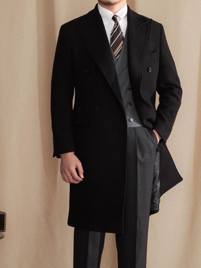 Double Breasted Padua Overcoat Black