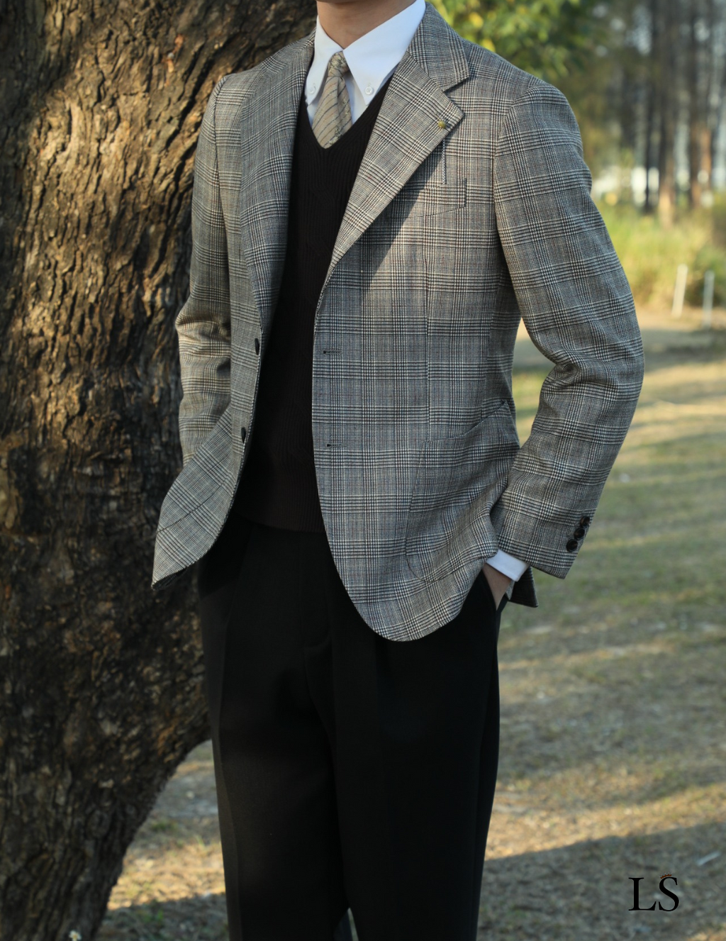 Blazer Two-Button Glen Plaid