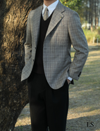 Blazer Two-Button Glen Plaid