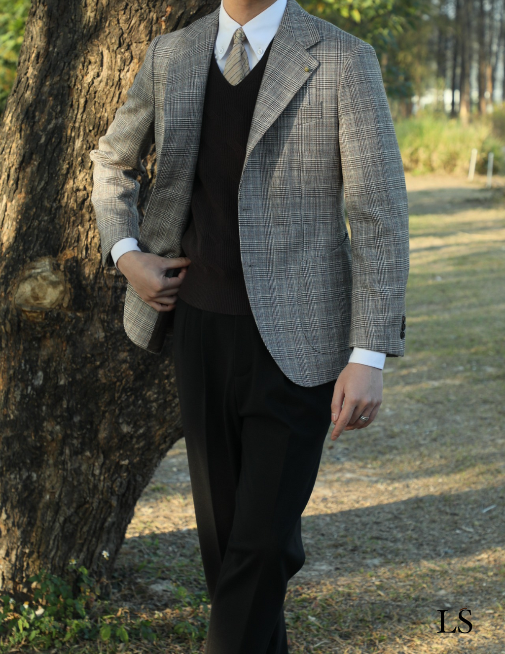 Blazer Two-Button Glen Plaid