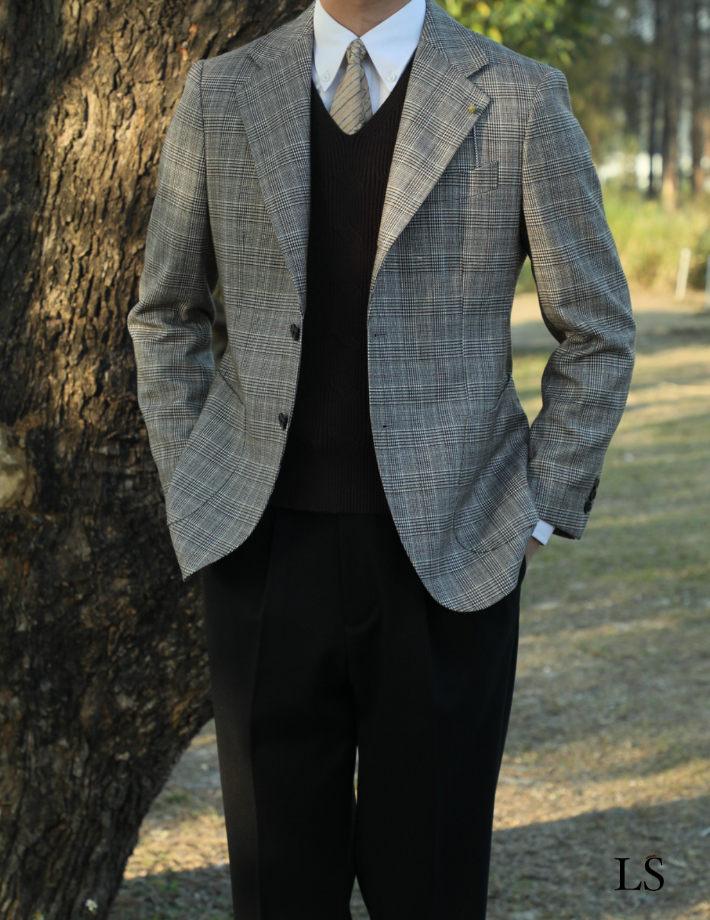 Blazer Two-Button Glen Plaid