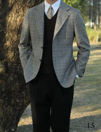 Blazer Two-Button Glen Plaid