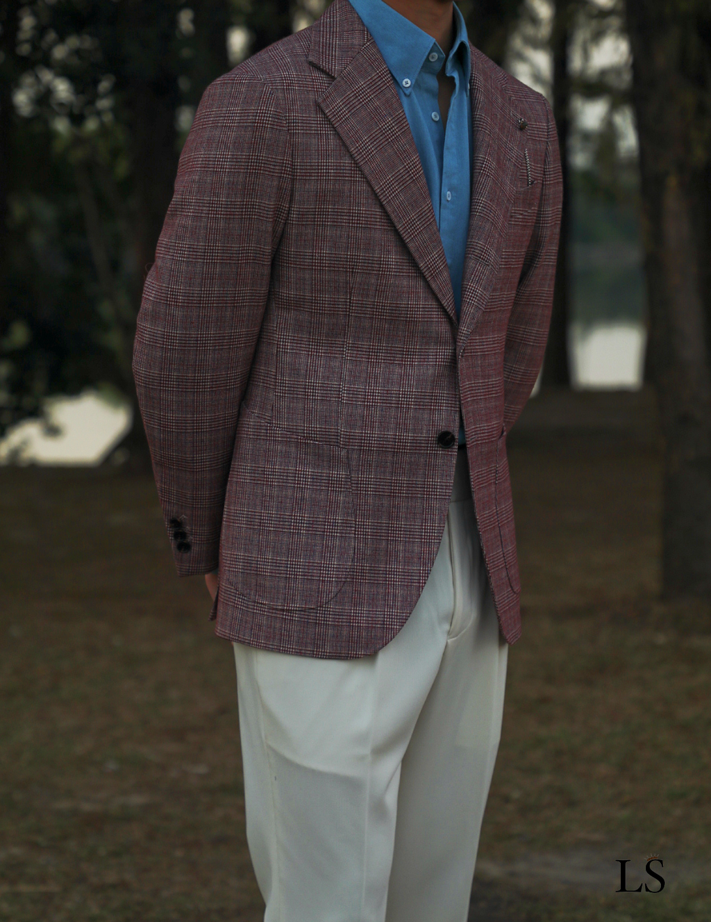 Blazer Two-Button Glen Plaid