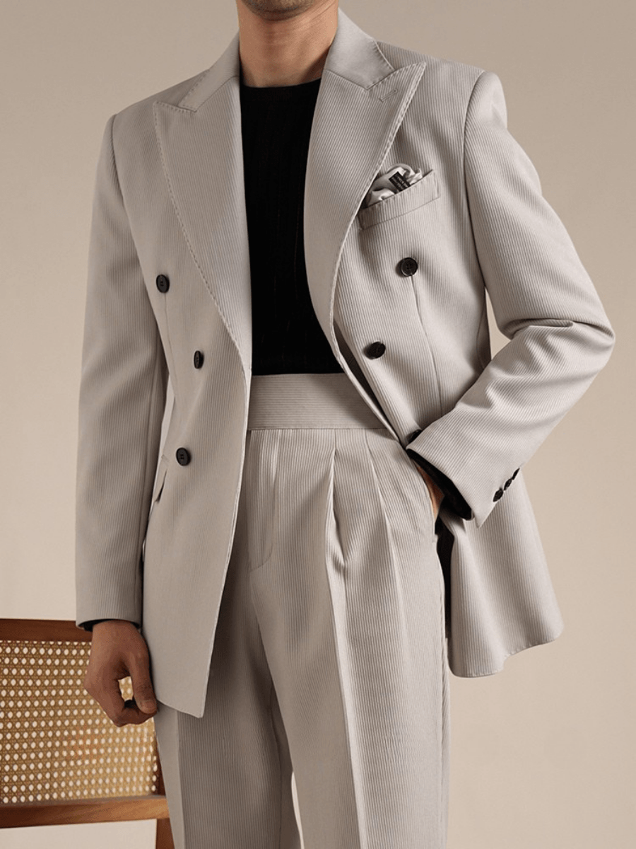 Double-Breasted Italian Suit Marsala