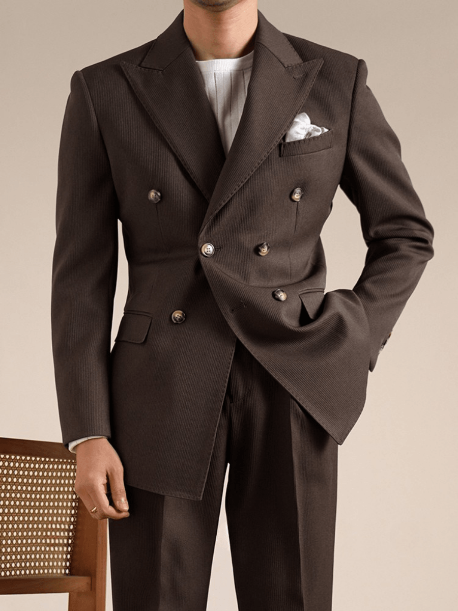Double-Breasted Italian Suit Marsala