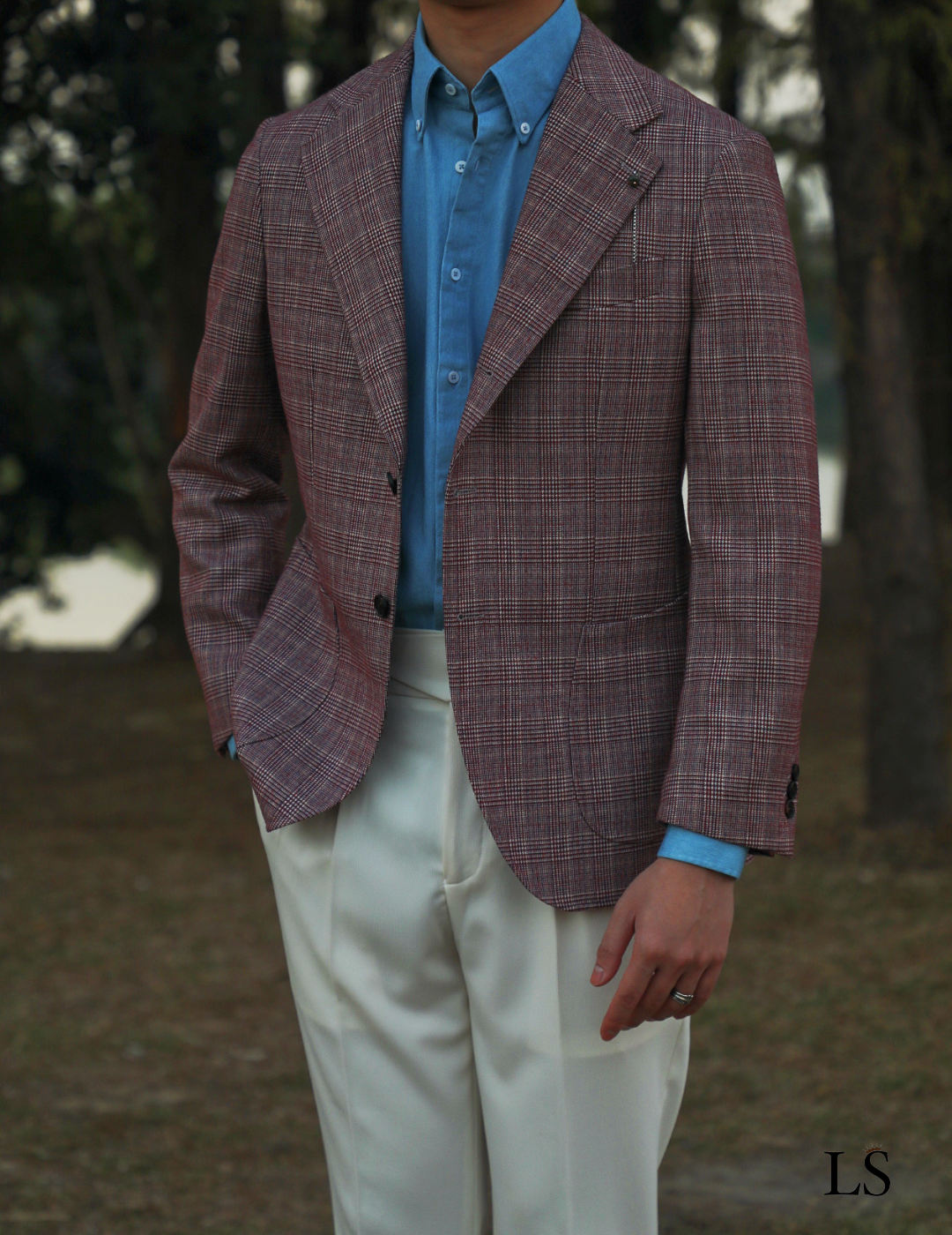 Blazer Two-Button Glen Plaid