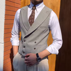 Double-Breasted Vest Glen Plaid Gray