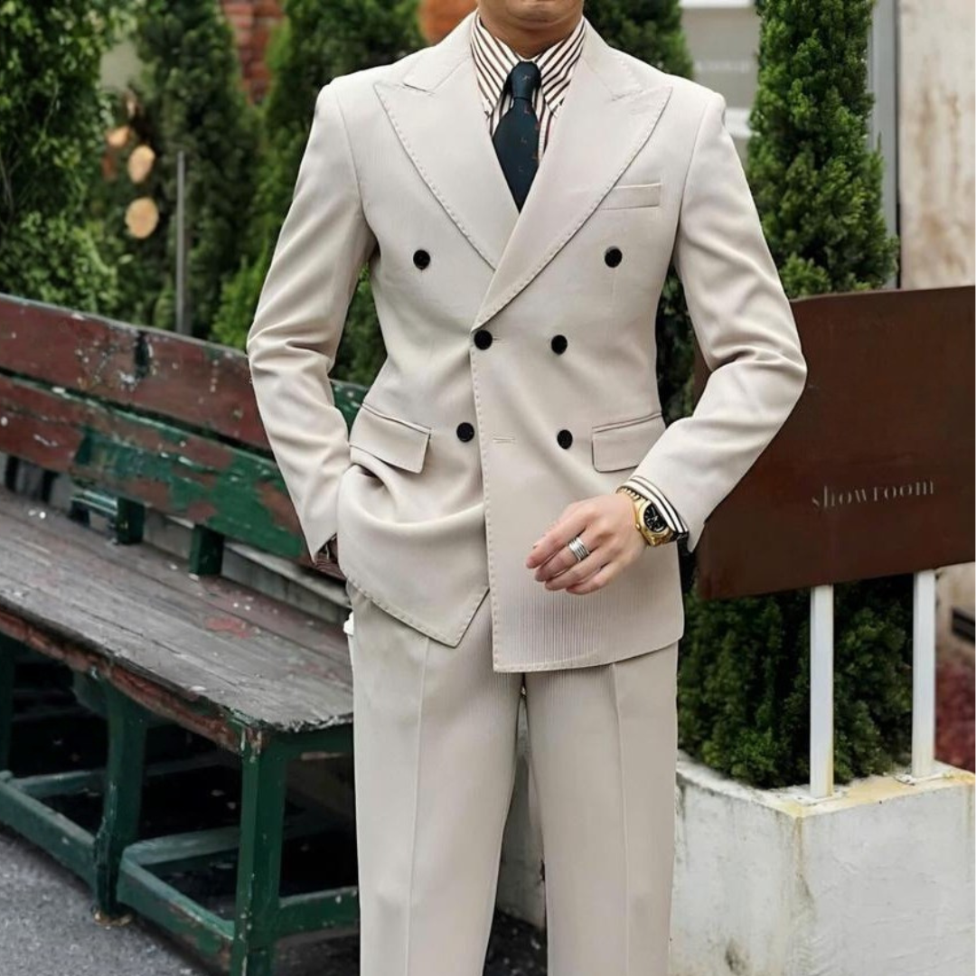 Double-Breasted Italian Suit Marsala