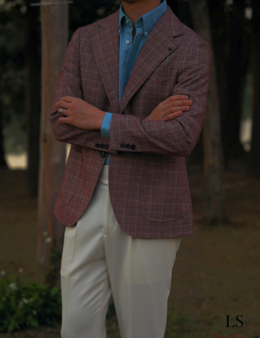 Blazer Two-Button Glen Plaid