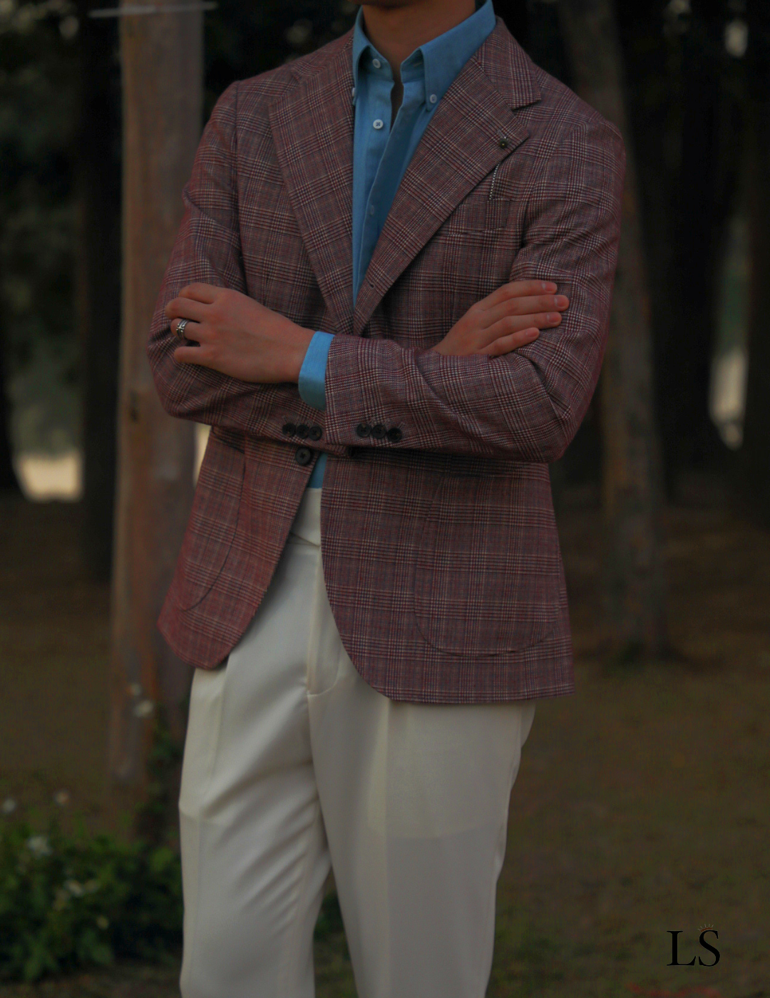 Blazer Two-Button Glen Plaid