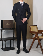 Double Breasted Blue Pinstripe Looped Suit