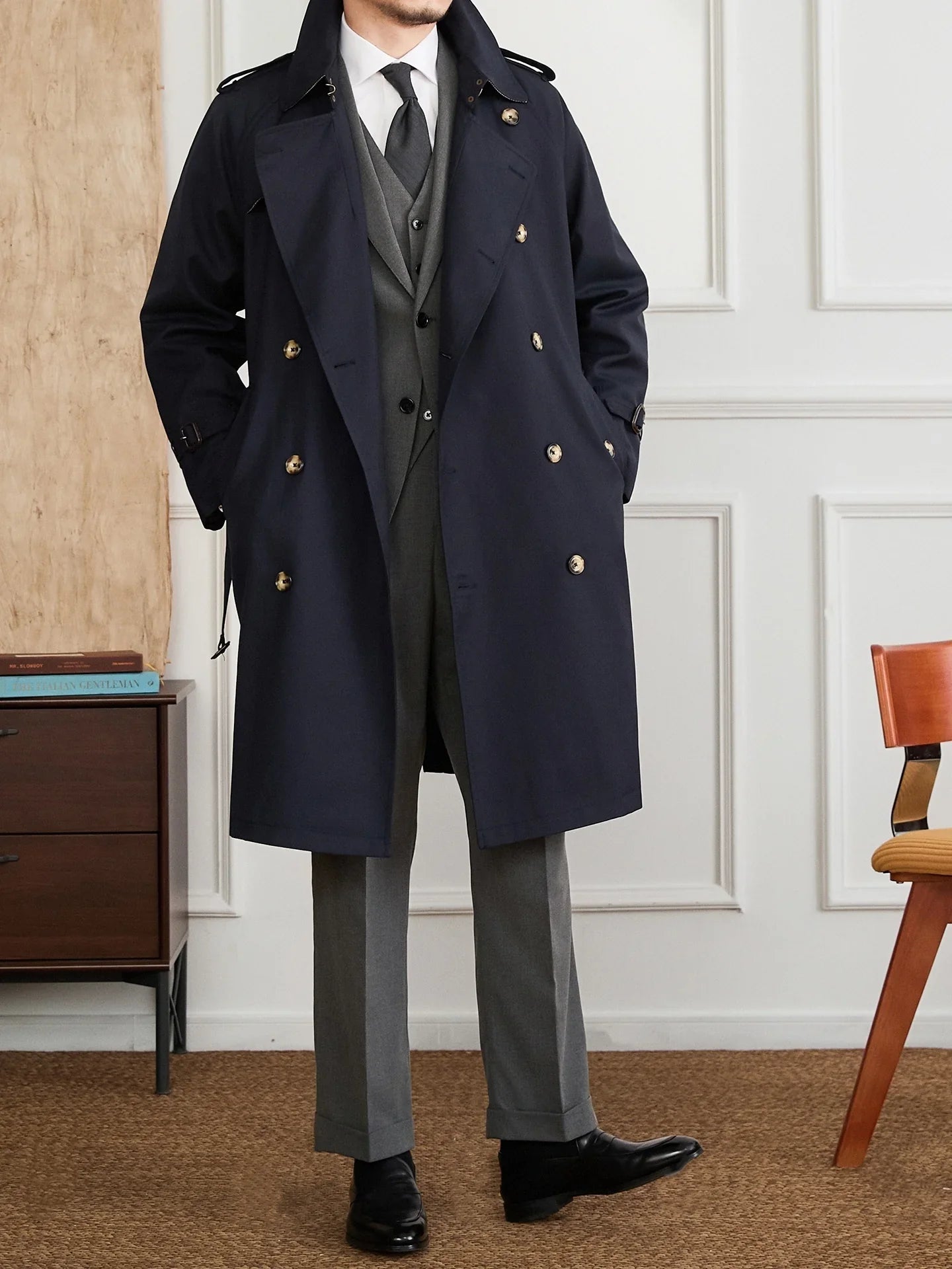 Regents Cotton Blend Double Breasted Trench Coat