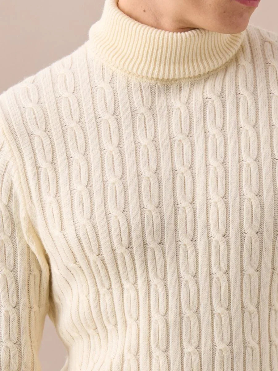 Cable-knit turtleneck sweater