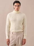 Cable-knit turtleneck sweater