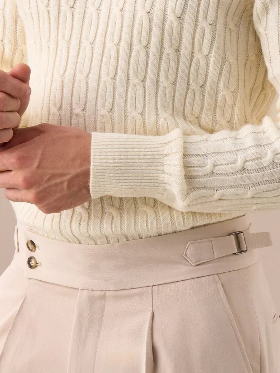 Cable-knit turtleneck sweater