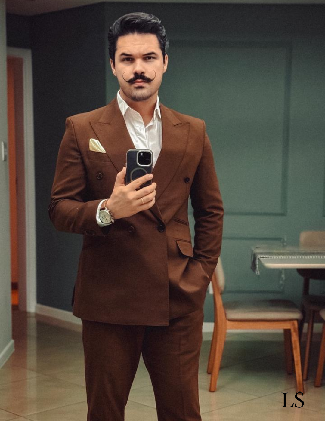 Brown Bologna Overlap Suit