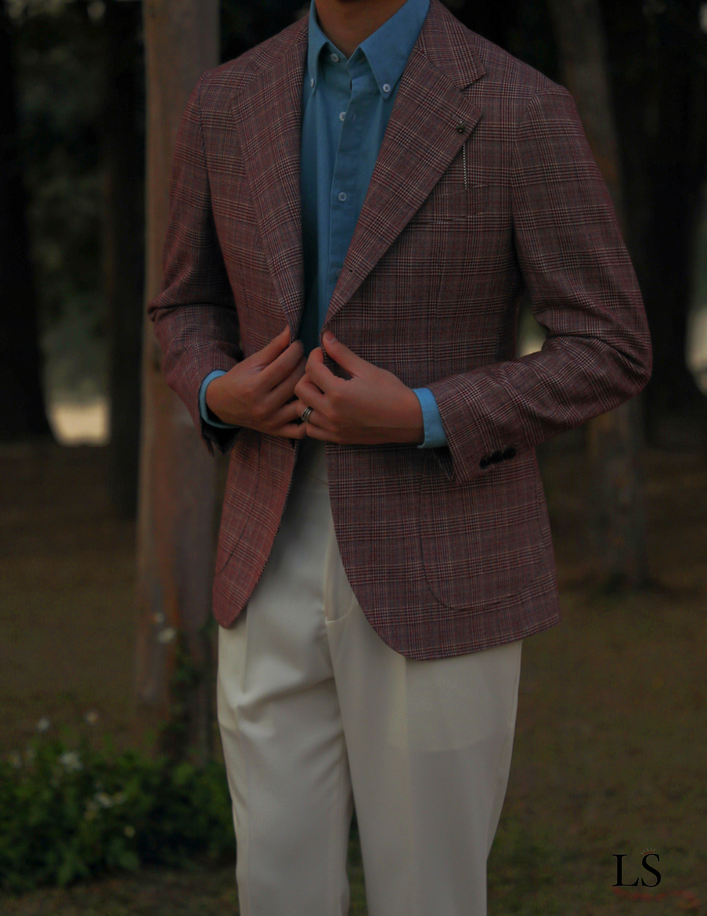 Blazer Two-Button Glen Plaid