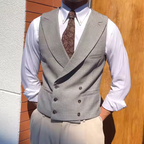 Double-Breasted Vest Glen Plaid Gray
