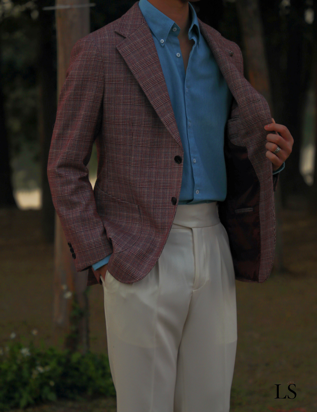 Blazer Two-Button Glen Plaid