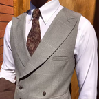 Double-Breasted Vest Glen Plaid Gray