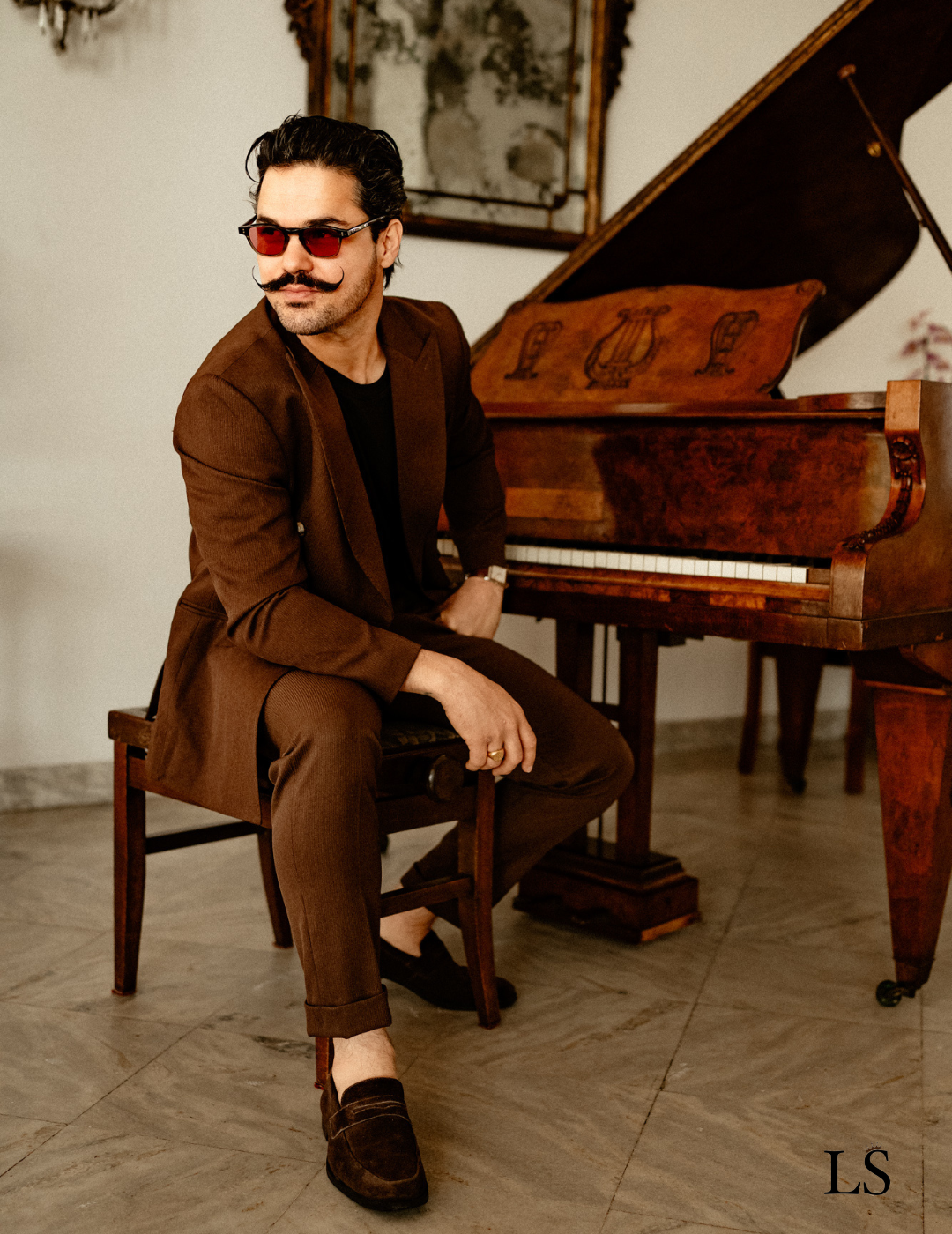 Double-Breasted Italian Suit Marsala