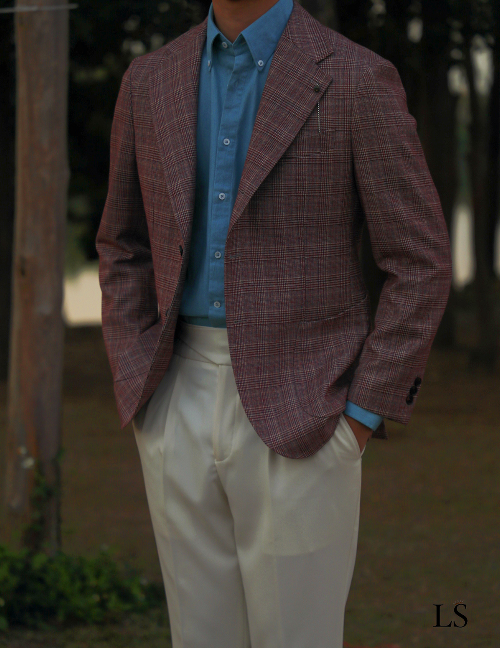 Blazer Two-Button Glen Plaid