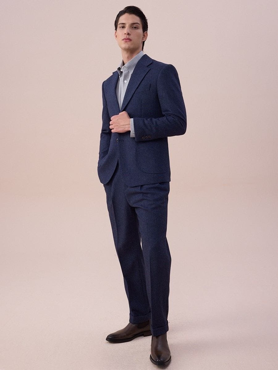 Ligúria Herringbone Wool Single-Breasted Suit