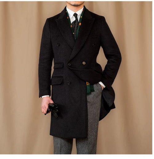 Black Double Breasted Overcoat