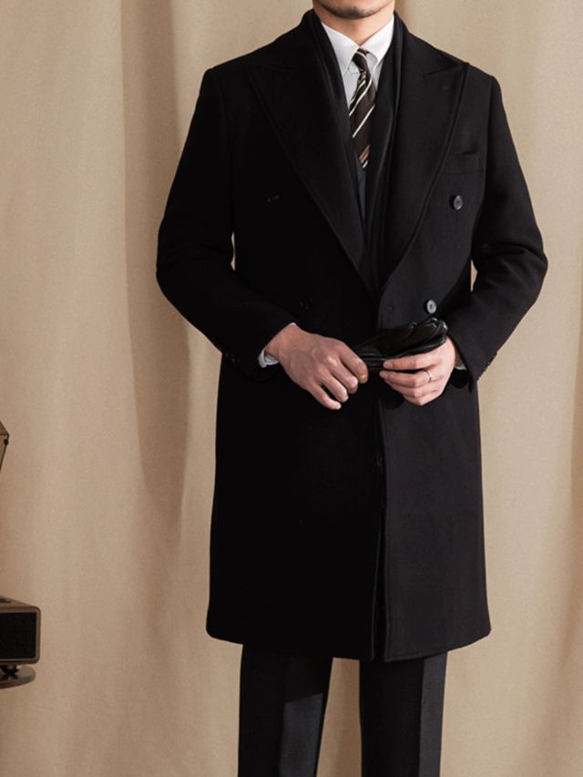 Double Breasted Padua Overcoat Black