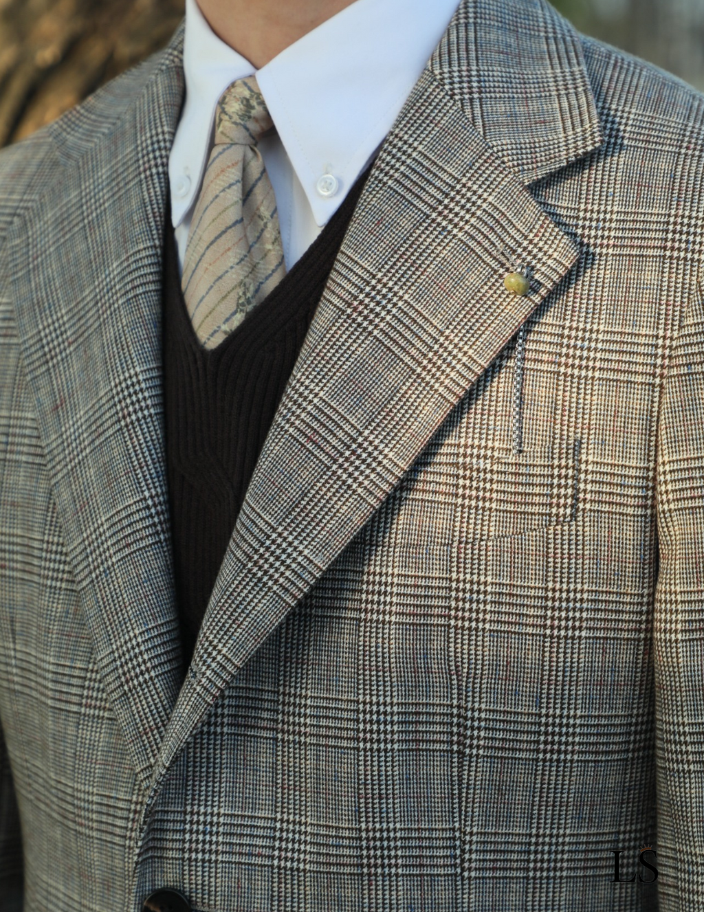 Blazer Two-Button Glen Plaid