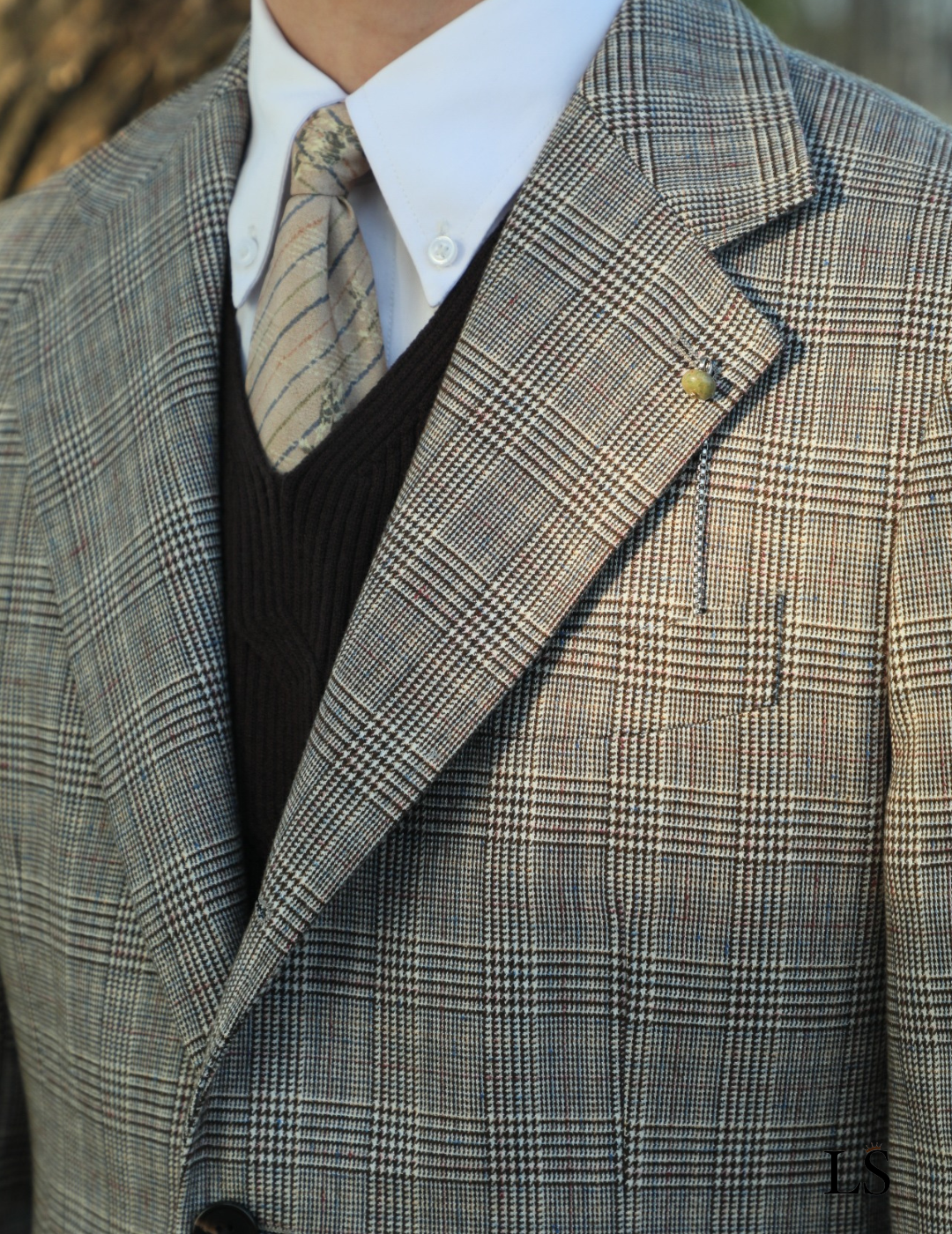 Blazer Two-Button Glen Plaid