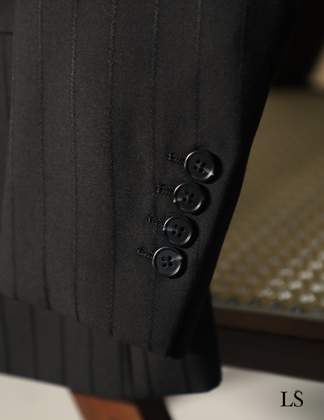 Double Breasted Black Striped Suit