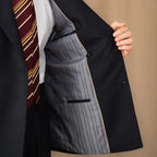 Double-Breasted Wrap Blazer with Gold Buttons