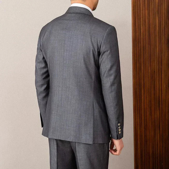 Double Breasted Peak Lapel Gray Suit