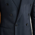 Double Breasted Pinstripe Blazer Blue