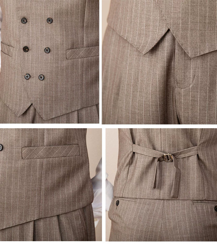 Brown Pinstripe Double-Breasted Vest