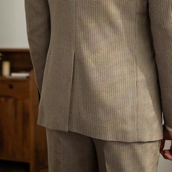 Khaki Check Two-Button Blazer