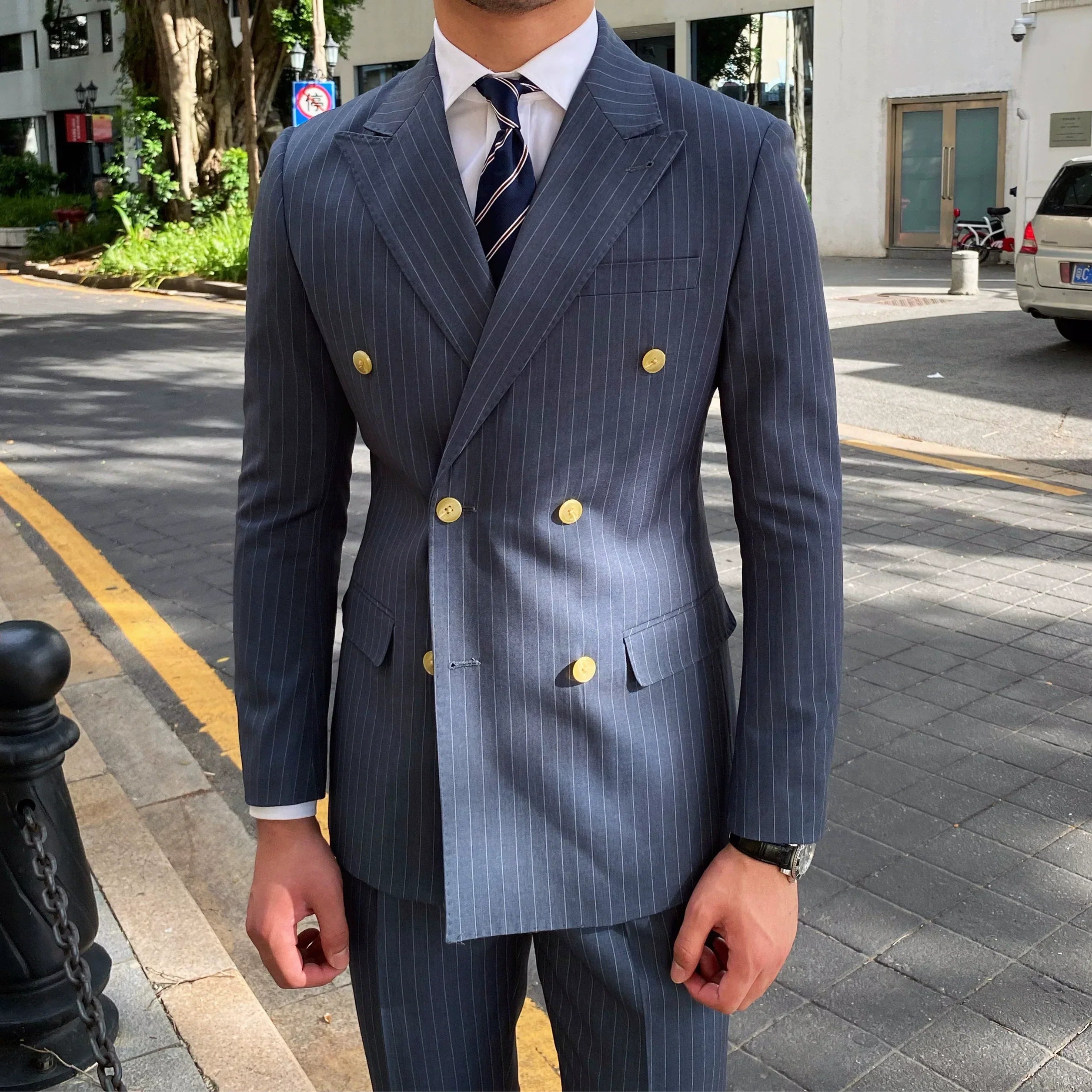Double Breasted English Pinstripe Suit