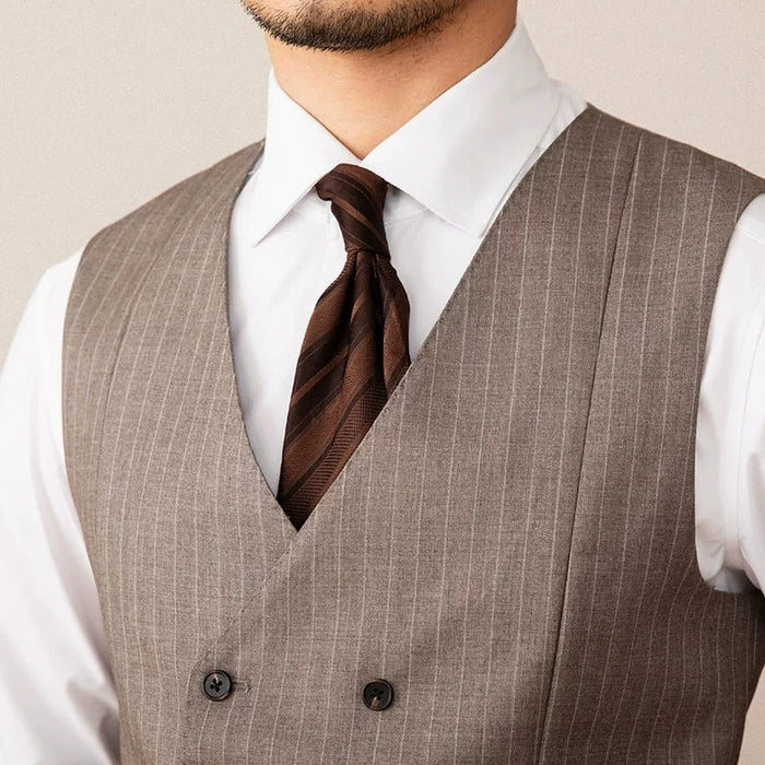 Brown Pinstripe Double-Breasted Vest