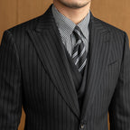 Dark Gray Striped Two-Button Blazer