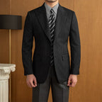 Dark Gray Striped Two-Button Blazer