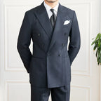 Double Breasted Pinstripe Blazer Blue