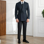 Double Breasted Pinstripe Blazer Blue