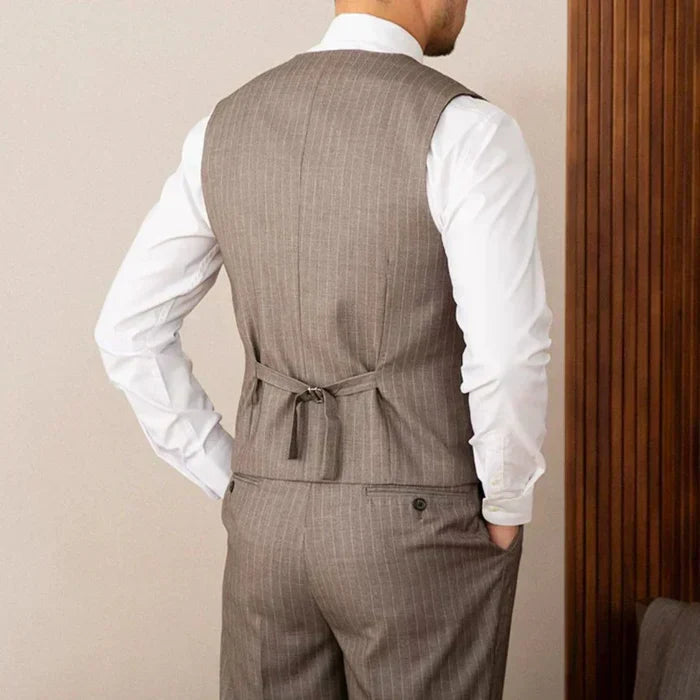 Brown Pinstripe Double-Breasted Vest