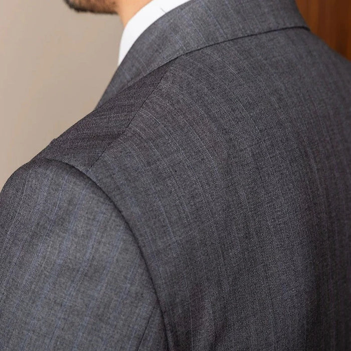 Double Breasted Peak Lapel Gray Suit